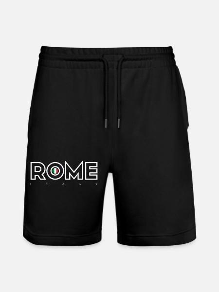 Rome O Emblem Italian Flag - Stanley/Stella Trainer Unisex Organic Jogging Shorts - black
