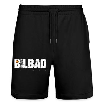 Big Bad Distressed Typografie mit Spanien-Flagge - Stanley/Stella Unisex Bio Joggingshorts Trainer  - Schwarz - Vorne - Nik (191cm) & Marisol (170cm)