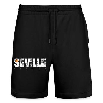 Typographie en détresse de Séville avec drapeau - Short de jogging bio TRAINER Stanley/Stella unisexe - noir - Devant - Nik (191cm) & Marisol (170cm)