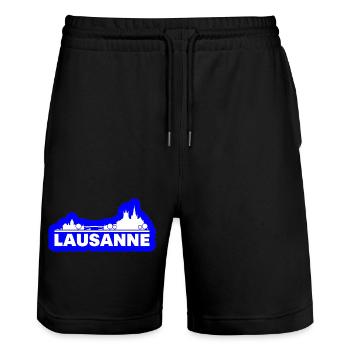 Lausanne Skyline: Brücke & Kathedrale - Stanley/Stella Unisex Bio Joggingshorts Trainer  - Schwarz - Vorne - Nik (191cm) & Marisol (170cm)