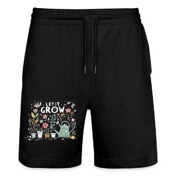 Laissez-le pousser des fleurs de jardin printanières - Short de jogging bio TRAINER Stanley/Stella unisexe - noir - Devant - Nik (191cm) & Marisol (170cm)