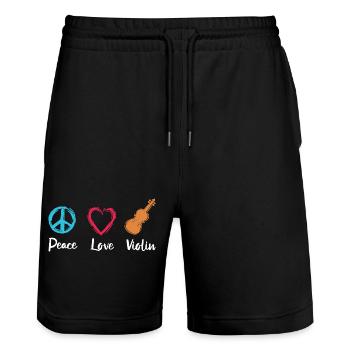 Frieden Liebe Geige - Stanley/Stella Unisex Bio Joggingshorts Trainer  - Schwarz - Vorne - Nik (191cm) & Marisol (170cm)