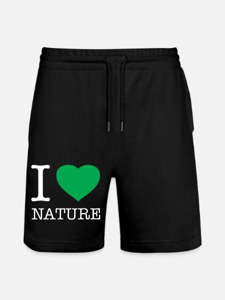 I LOVE NATURE - Stanley/Stella Trainer Unisex Organic Jogging Shorts - black