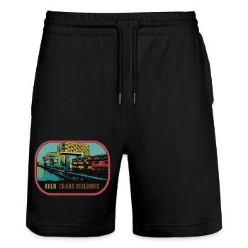 Cologne, The Crane Houses in the port of Rheinau - Stanley/Stella Trainer Unisex Organic Jogging Shorts - black - Front - Nik (191cm) & Marisol (170cm)