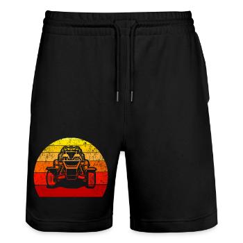 Retro Off-Road Abenteuer Illustration - Stanley/Stella Unisex Bio Joggingshorts Trainer  - Schwarz - Vorne - Nik (191cm) & Marisol (170cm)
