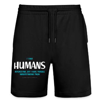 Humains (sombre) - Short de jogging bio TRAINER Stanley/Stella unisexe - noir - Devant - Nik (191cm) & Marisol (170cm)