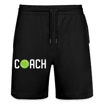 Tennis Coach - Stanley/Stella Trainer Unisex Organic Jogging Shorts - black - Front - Nik (191cm) & Marisol (170cm)