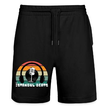 Im Retro Design gehaltenes Istanbul Shirt - Stanley/Stella Unisex Bio Joggingshorts Trainer  - Schwarz - Vorne - Nik (191cm) & Marisol (170cm)