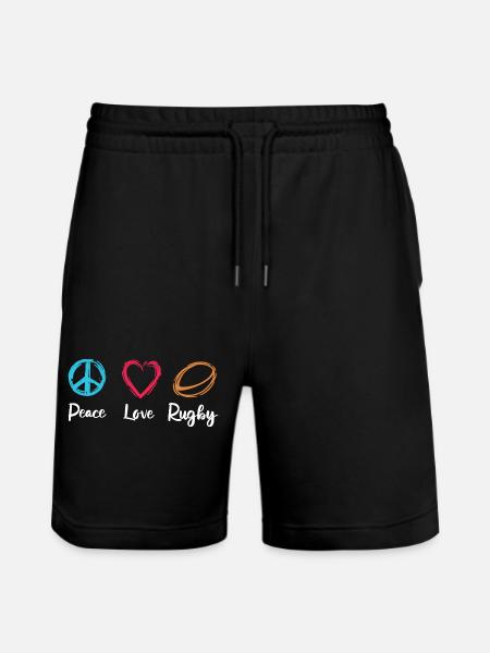 Peace Love Rugby - Stanley/Stella Trainer Unisex Organic Jogging Shorts - black