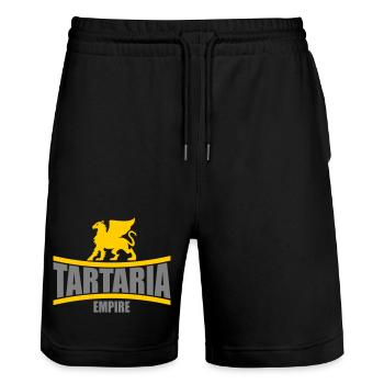Tartaria Empire | Colors changeable - Stanley/Stella Trainer Unisex Organic Jogging Shorts - black - Front - Nik (191cm) & Marisol (170cm)