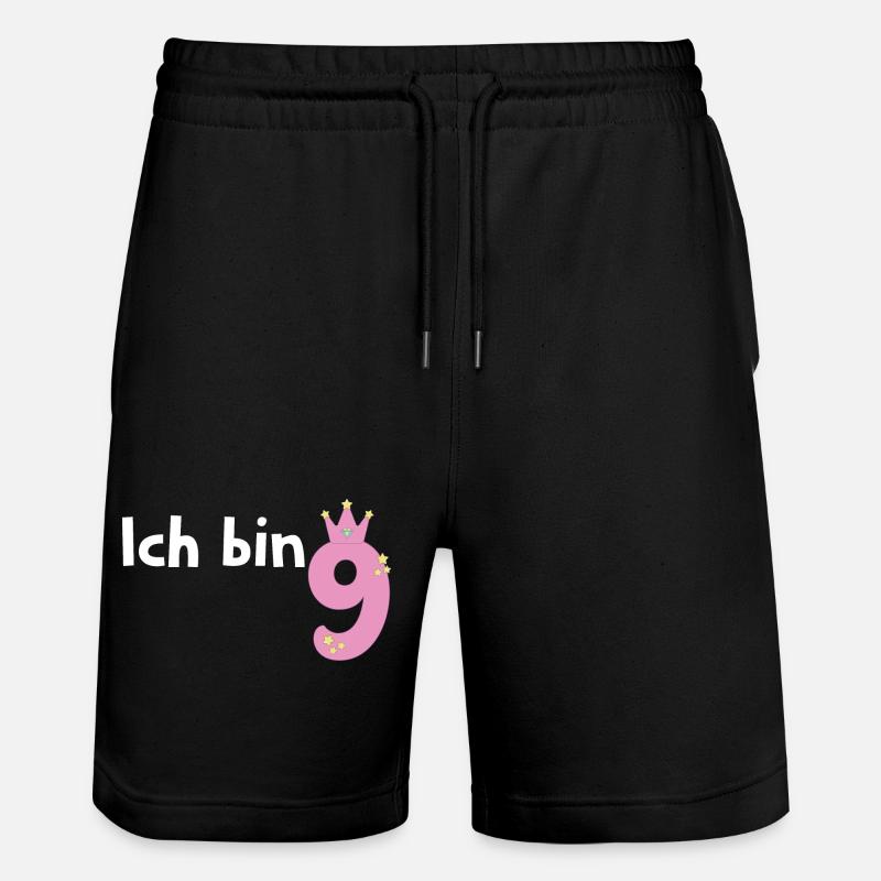 Ich bin schon 9 Mädchen 9 Jahre alt - Stanley/Stella Unisex Bio Joggingshorts Trainer  - Schwarz