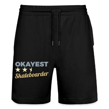 D’accord Skateboarder - Short de jogging bio TRAINER Stanley/Stella unisexe - noir - Devant - Nik (191cm) & Marisol (170cm)