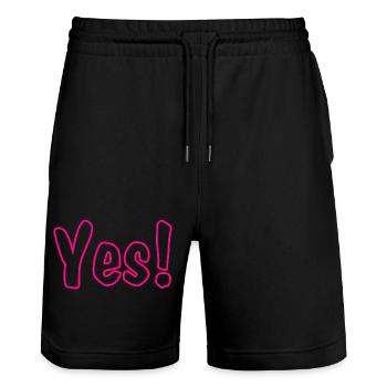 Yes Pink - Stanley/Stella Unisex Bio Joggingshorts Trainer  - Schwarz - Vorne - Nik (191cm) & Marisol (170cm)