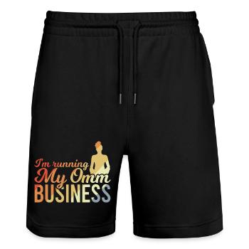 I'm Running My Omm Business - Stanley/Stella Unisex Bio Joggingshorts Trainer  - Schwarz - Vorne - Nik (191cm) & Marisol (170cm)