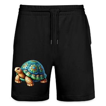 Tortue - Short de jogging bio TRAINER Stanley/Stella unisexe - noir - Devant - Nik (191cm) & Marisol (170cm)