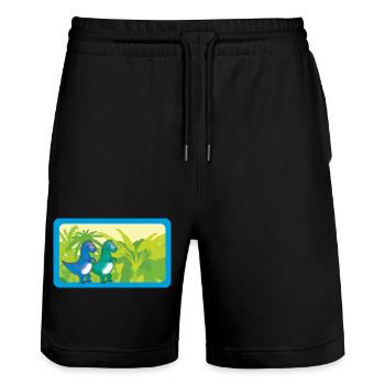Baby Dinos T- Rex | personalisierbar  - Stanley/Stella Unisex Bio Joggingshorts Trainer  - Schwarz - Vorne - Nik (191cm) & Marisol (170cm)