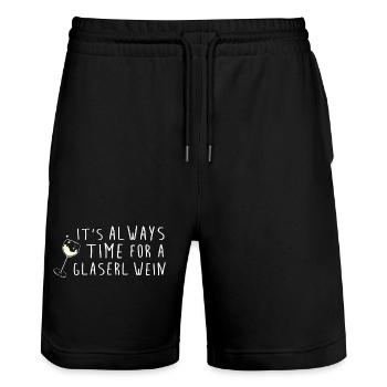 always time for wine denglisch lustig weinsprüche - Stanley/Stella Unisex Bio Joggingshorts Trainer  - Schwarz - Vorne - Nik (191cm) & Marisol (170cm)