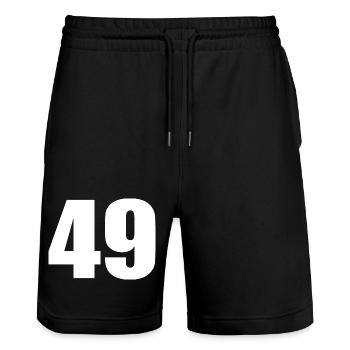 49th Birthday 49 Years Anniversary 49 Years Number 49 - Stanley/Stella Trainer Unisex Organic Jogging Shorts - black - Front - Nik (191cm) & Marisol (170cm)