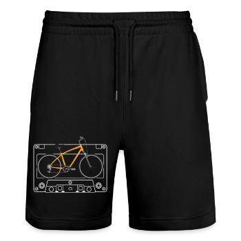 Orange Bike Line Art - Stanley/Stella Trainer Unisex Organic Jogging Shorts - black - Front - Nik (191cm) & Marisol (170cm)