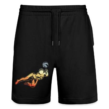 Beach Volleyball Frau - Stanley/Stella Unisex Bio Joggingshorts Trainer  - Schwarz - Vorne - Nik (191cm) & Marisol (170cm)