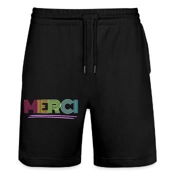 MERCI - Merci - Arc-en-ciel - Merci - Short de jogging bio TRAINER Stanley/Stella unisexe - noir - Devant - Nik (191cm) & Marisol (170cm)