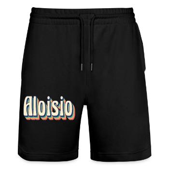 Vintage Retro Aloisio T-Shirt Geschenk T-Shirt - Stanley/Stella Unisex Bio Joggingshorts Trainer  - Schwarz - Vorne - Nik (191cm) & Marisol (170cm)