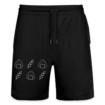 Onigiri und Dango - Reisbällchen - Snacks - Japan - Stanley/Stella Unisex Bio Joggingshorts Trainer  - Schwarz - Vorne - Nik (191cm) & Marisol (170cm)