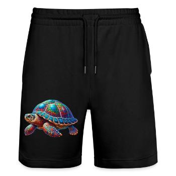 Schildkröte - Stanley/Stella Unisex Bio Joggingshorts Trainer  - Schwarz - Vorne - Nik (191cm) & Marisol (170cm)
