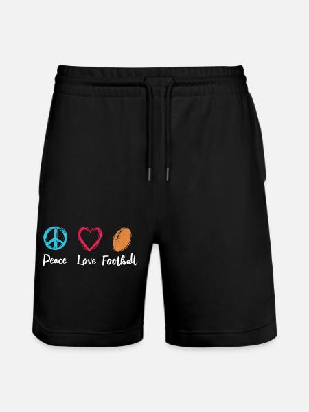 Peace Love Football - Stanley/Stella Trainer Unisex Organic Jogging Shorts - black
