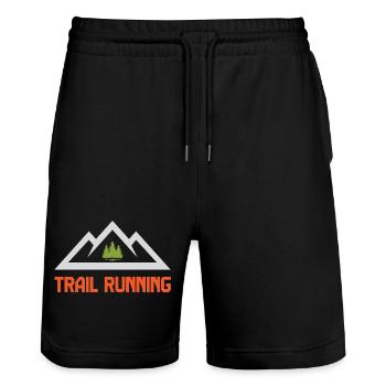 Course en sentier - Short de jogging bio TRAINER Stanley/Stella unisexe - noir - Devant - Nik (191cm) & Marisol (170cm)