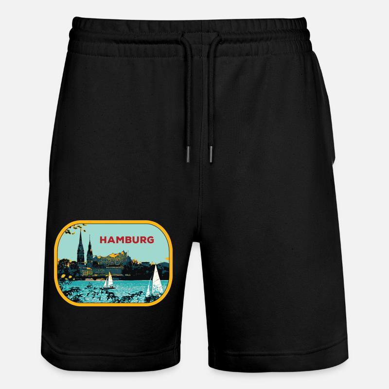 Hambourg fluvial : Illustration de Voiliers - Short de jogging bio TRAINER Stanley/Stella unisexe - noir
