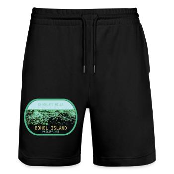 les Chocolate Hills à Bohol aux Philippines - Short de jogging bio TRAINER Stanley/Stella unisexe - noir - Devant - Nik (191cm) & Marisol (170cm)