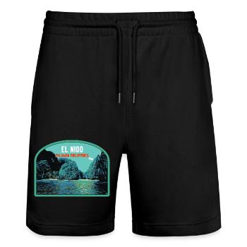 El Nido, Palawan, Philippines, Falaises Étonnantes - Short de jogging bio TRAINER Stanley/Stella unisexe - noir - Devant - Nik (191cm) & Marisol (170cm)
