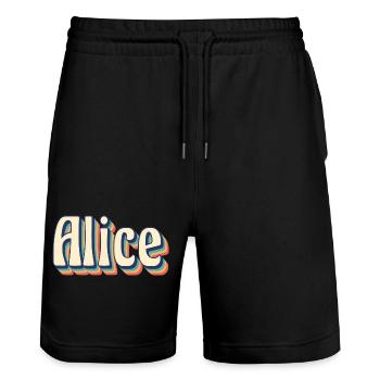 Idée cadeau t-shirt t-shirt rétro vintage Alice - Short de jogging bio TRAINER Stanley/Stella unisexe - noir - Devant - Nik (191cm) & Marisol (170cm)