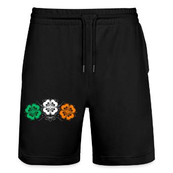 Trois trèfles de la Saint-Patrick aux couleurs irlandaises - Short de jogging bio TRAINER Stanley/Stella unisexe - noir - Devant - Nik (191cm) & Marisol (170cm)