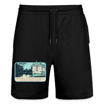 Château d'Azay-le-Rideau, Loire-Tal - Stanley/Stella Unisex Bio Joggingshorts Trainer  - Schwarz - Vorne - Nik (191cm) & Marisol (170cm)
