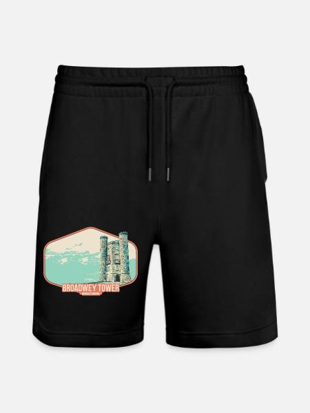 Illustration Broadwey Tower, Worcestershire - Stanley/Stella Trainer Unisex Organic Jogging Shorts - black