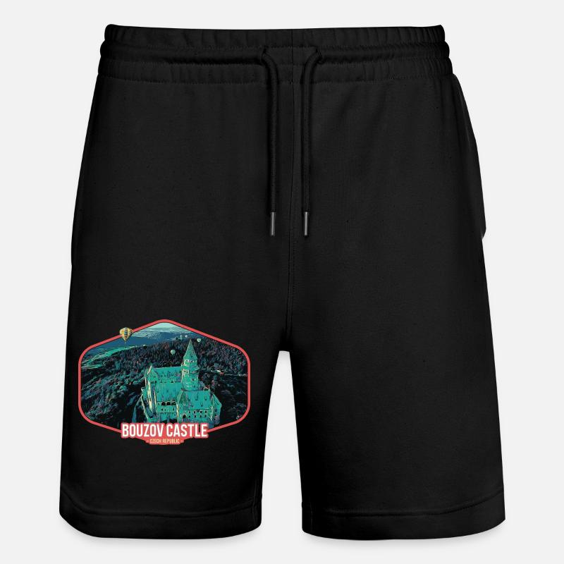 Illustration Château Bouzov en Tchéquie - Short de jogging bio TRAINER Stanley/Stella unisexe - noir