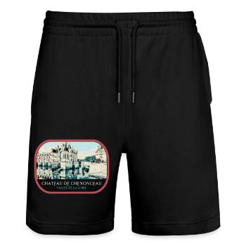 Illustration Château Chenonceau, Loire Valley - Stanley/Stella Trainer Unisex Organic Jogging Shorts - black - Front - Nik (191cm) & Marisol (170cm)
