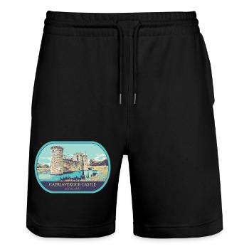 Illustration Caerlaverock Castle, Schottland - Stanley/Stella Unisex Bio Joggingshorts Trainer  - Schwarz - Vorne - Nik (191cm) & Marisol (170cm)