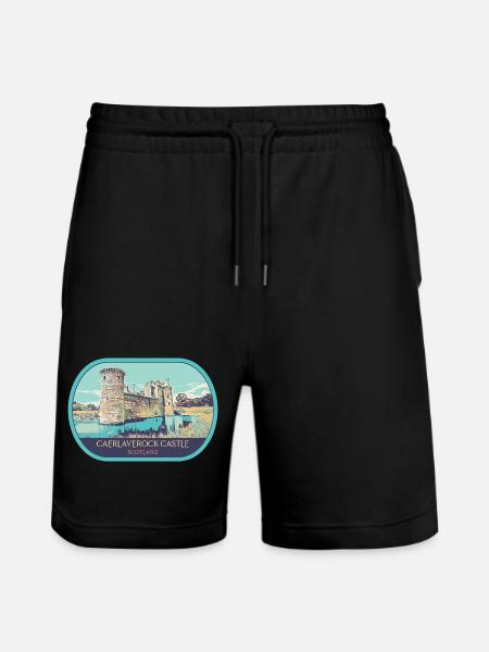 Illustration Caerlaverock Castle, Scotland - Stanley/Stella Trainer Unisex Organic Jogging Shorts - black