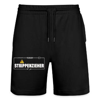 STRIPPENZIEHER - Stanley/Stella Unisex Bio Joggingshorts Trainer  - Schwarz - Vorne - Nik (191cm) & Marisol (170cm)