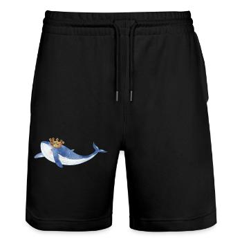 leuchtend blauer Wal Fisch mit goldener Krone - Stanley/Stella Unisex Bio Joggingshorts Trainer  - Schwarz - Vorne - Nik (191cm) & Marisol (170cm)