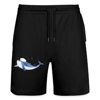 blue whale fish in the ocean with sailor hat - Stanley/Stella Trainer Unisex Organic Jogging Shorts - black - Front - Nik (191cm) & Marisol (170cm)