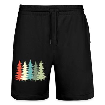 Woodland Vintage Arbre Rétro - Short de jogging bio TRAINER Stanley/Stella unisexe - noir - Devant - Nik (191cm) & Marisol (170cm)