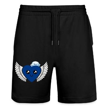 Maritime Blue Young Sailor Sailor Sailor Heart - Stanley/Stella Trainer Unisex Organic Jogging Shorts - black - Front - Nik (191cm) & Marisol (170cm)