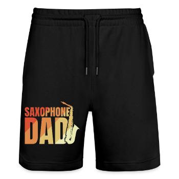 Saxophone Dad - Stanley/Stella Trainer Unisex Organic Jogging Shorts - black - Front - Nik (191cm) & Marisol (170cm)