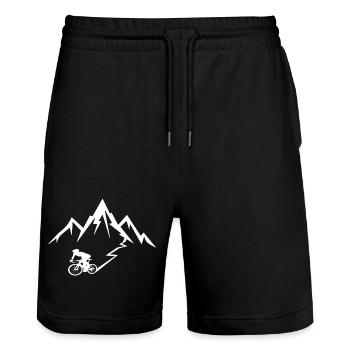 Cyclists Cycling Cycling Mountain - Stanley/Stella Trainer Unisex Organic Jogging Shorts - black - Front - Nik (191cm) & Marisol (170cm)