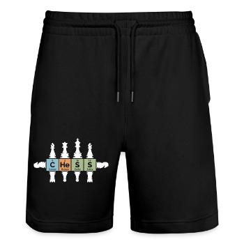 Chess retro figures periodic table funny icon - Stanley/Stella Trainer Unisex Organic Jogging Shorts - black - Front - Nik (191cm) & Marisol (170cm)