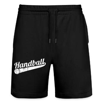 Drôle de handball - Short de jogging bio TRAINER Stanley/Stella unisexe - noir - Devant - Nik (191cm) & Marisol (170cm)